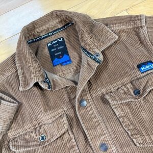 Kavu Petos Corduroy Shirt Jacket Mens Sz L Brown Snap Close Shacket